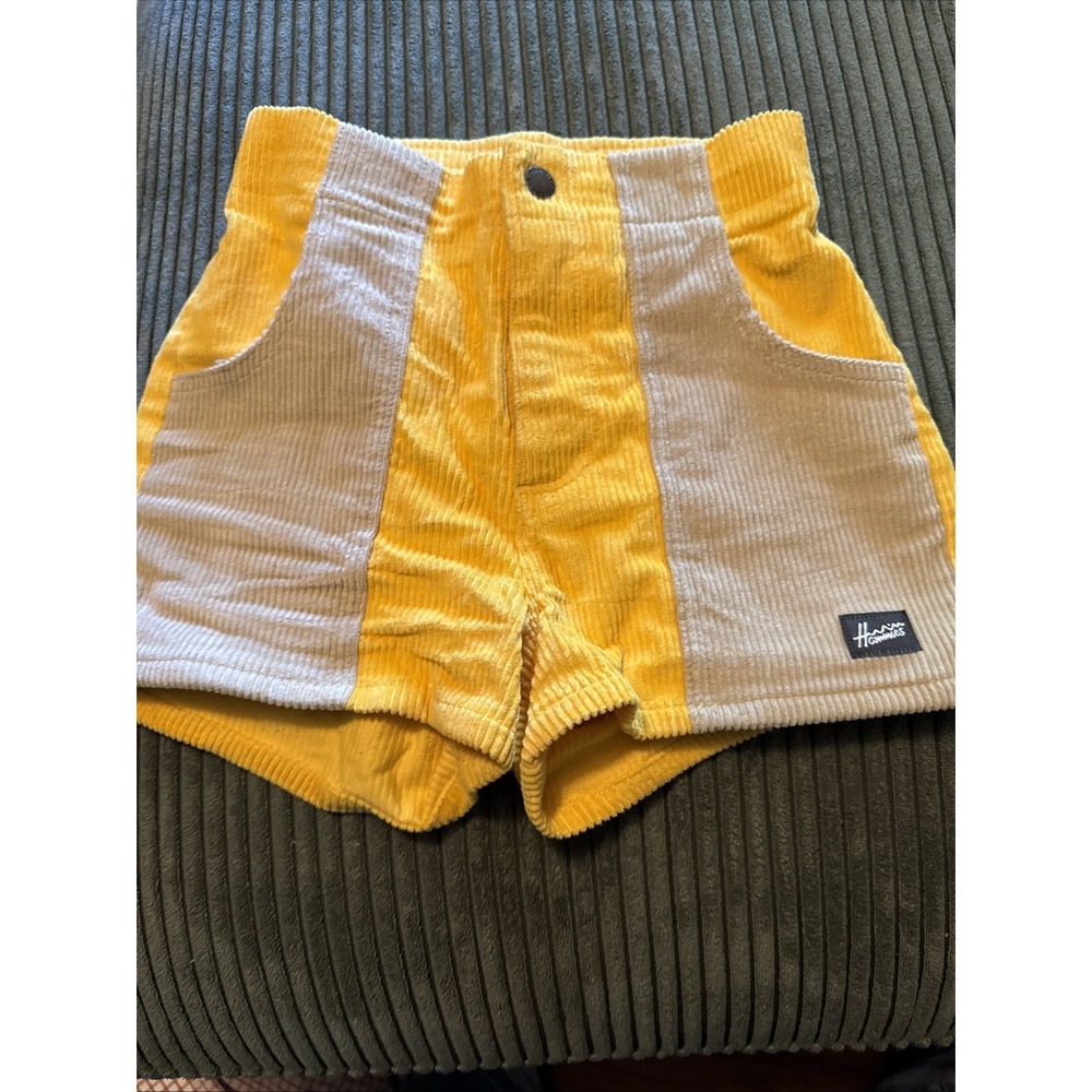 Hammies Yellow And Beige Surfer Women's Corduroy Shorts Size 24